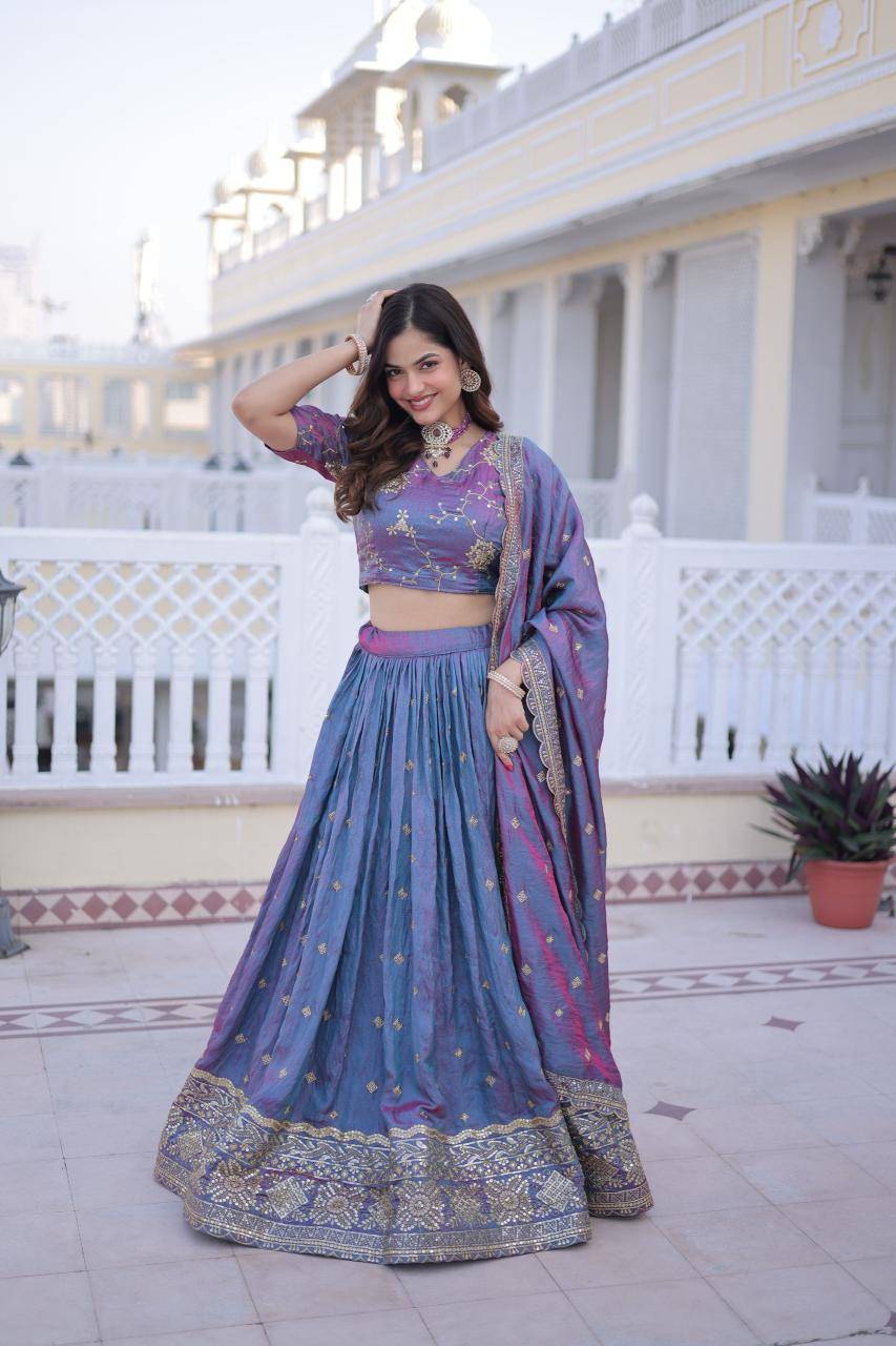 KA 5066 Silk Blue Online lehenga choli supplier in Surat